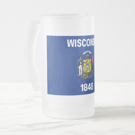 Mattierte Tasse aus Glas mit der Flagge des Wiscon (Vorderseite Links)