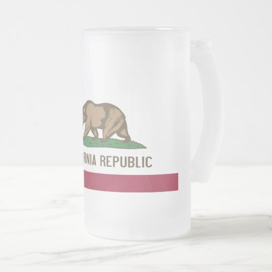 Mattierte Tasse aus Glas mit der Flagge Kalifornie (VorderseiteRechts)