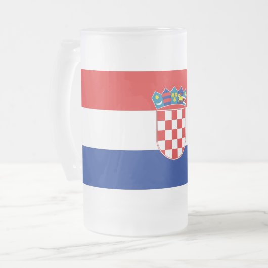Mattierte Tasse aus Glas mit der Flagge Kroatiens (Vorderseite Links)