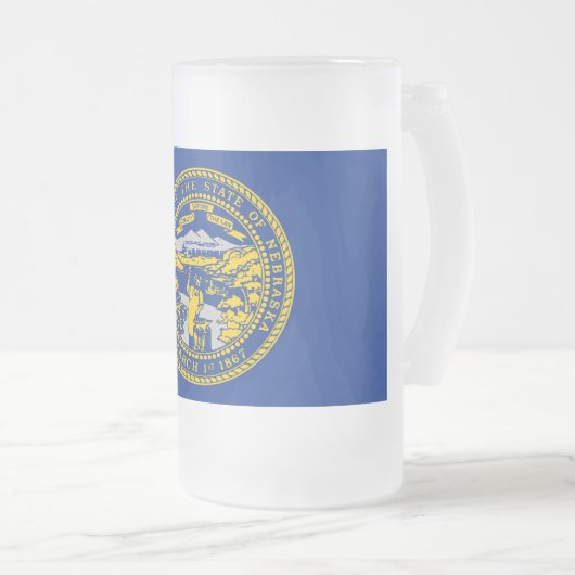 Mattierte Tasse aus Glas mit der Flagge Nebraskas (VorderseiteRechts)
