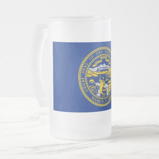 Mattierte Tasse aus Glas mit der Flagge Nebraskas (Vorderseite Links)