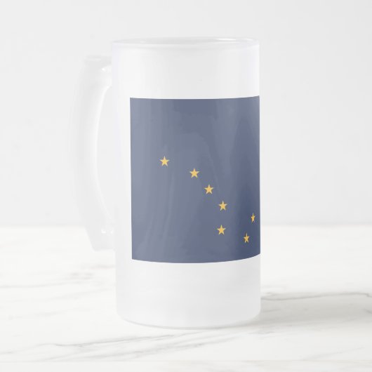 Mattierte Tasse aus Glas mit der Flagge von Alaska (Vorderseite Links)