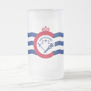 Mattierte Tasse aus Glas mit der Flagge von Cincin