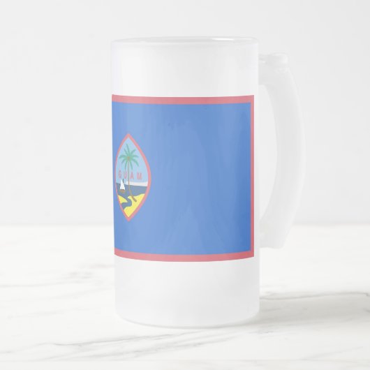 Mattierte Tasse aus Glas mit der Flagge von Guam, (VorderseiteRechts)