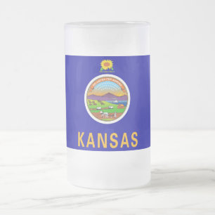 Mattierte Tasse aus Glas mit der Flagge von Kansas