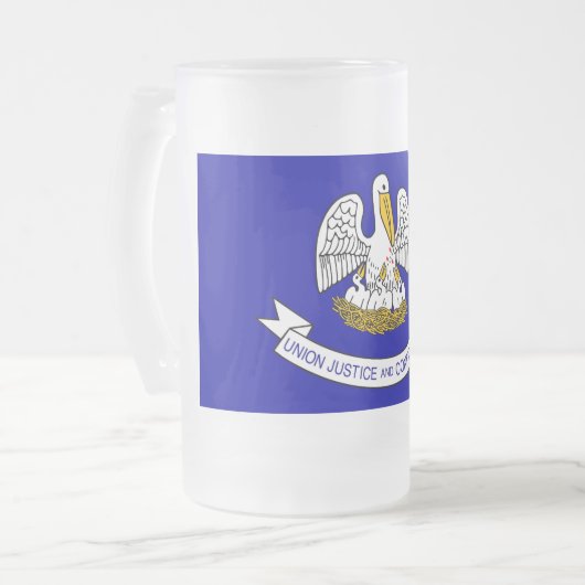 Mattierte Tasse aus Glas mit der Flagge von Louisi (Vorderseite Links)