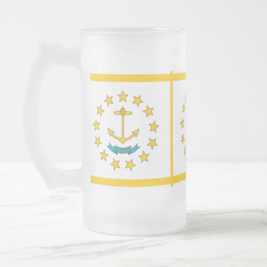 Mattierte Tasse aus Glas mit der Flagge von Rhode (Links)