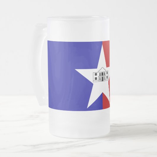 Mattierte Tasse aus Glas mit der Flagge von San An (Vorderseite Links)