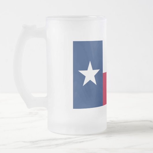 Mattierte Tasse aus Glas mit der Flagge von Texas, (Links)