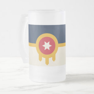 Mattierte Tasse aus Glas mit der Flagge von Tulsa,