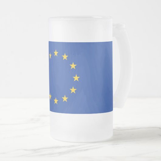 Mattierte Tasse aus Glas mit europäischer Flagge (VorderseiteRechts)