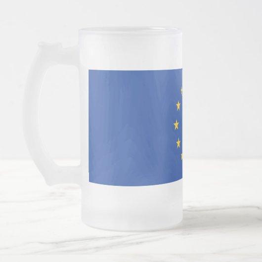 Mattierte Tasse aus Glas mit europäischer Flagge (Links)