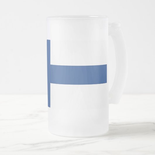 Mattierte Tasse aus Glas mit finnischer Flagge (VorderseiteRechts)