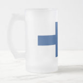 Mattierte Tasse aus Glas mit finnischer Flagge (Links)