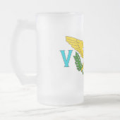 Mattierte Tasse aus Glas mit Flagge der Jungfrau,  (Links)