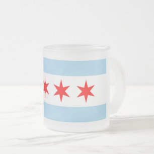 Mattierte Tasse aus Glas mit Flagge von Chicago
