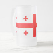 Mattierte Tasse aus Glas mit georgischer Flagge (Vorderseite Links)