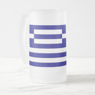 Mattierte Tasse aus Glas mit griechischer Flagge