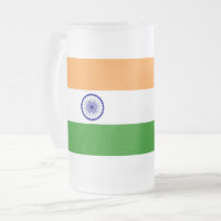 Mattierte Tasse aus Glas mit indischer Flagge