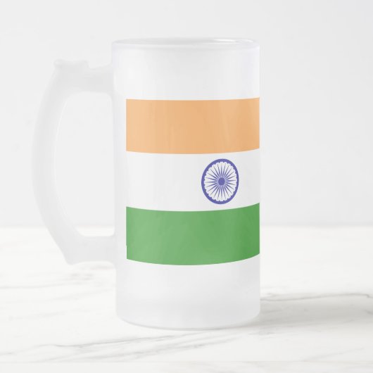 Mattierte Tasse aus Glas mit indischer Flagge (Links)