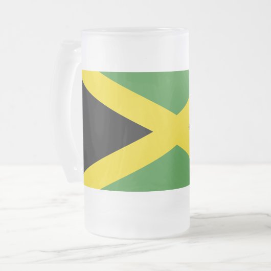 Mattierte Tasse aus Glas mit jamaikanischer Flagge (Vorderseite Links)