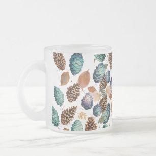 Mattierte Tasse aus Glas mit Kiefernkone Kontur -