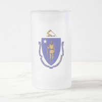 Mattierte Tasse aus Glas mit Massachusetts-Fahne