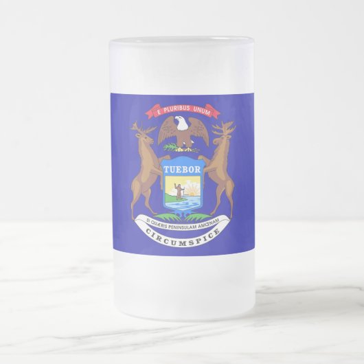 Mattierte Tasse aus Glas mit Michigan-Flagge (Mittel)