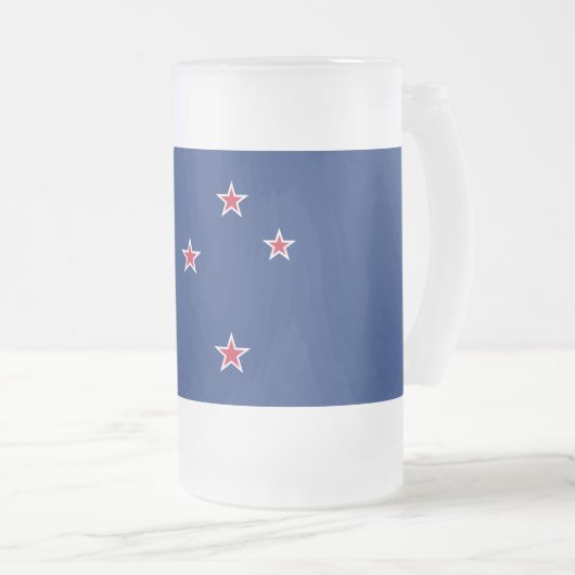 Mattierte Tasse aus Glas mit neuseeländischer Flag (VorderseiteRechts)
