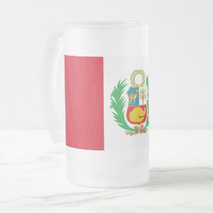 Mattierte Tasse aus Glas mit Peru-Flagge