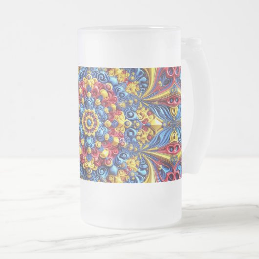 Mattierte Tasse aus Glas mit rumänischer Farbgesta (VorderseiteRechts)