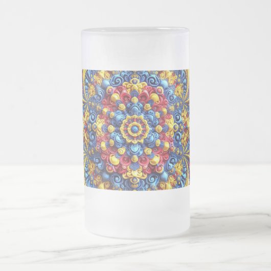 Mattierte Tasse aus Glas mit rumänischer Farbgesta (Mittel)