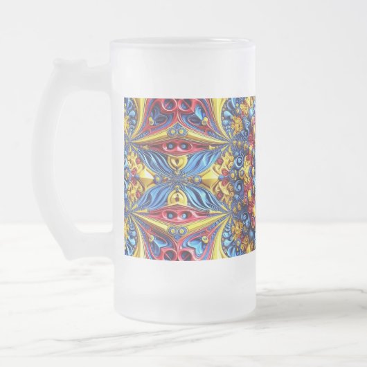 Mattierte Tasse aus Glas mit rumänischer Farbgesta (Links)