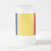 Mattierte Tasse aus Glas mit rumänischer Flagge (Mittel)