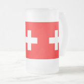 Mattierte Tasse aus Glas mit Schweizer Flagge (VorderseiteRechts)