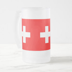 Mattierte Tasse aus Glas mit Schweizer Flagge