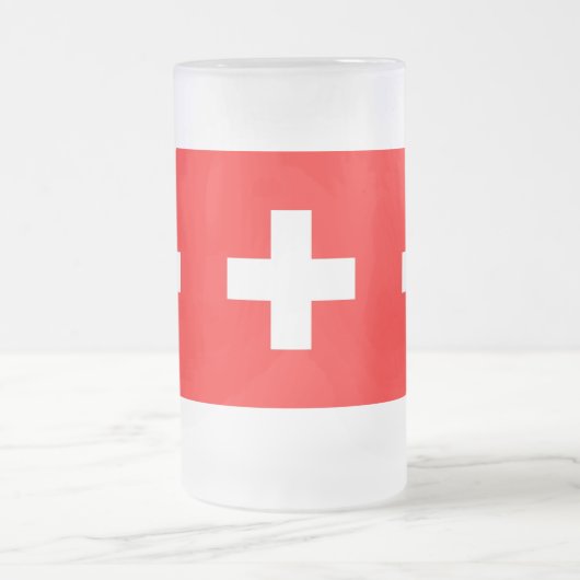 Mattierte Tasse aus Glas mit Schweizer Flagge (Mittel)