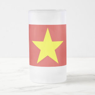Mattierte Tasse aus Glas mit vietnamesischen Flagg