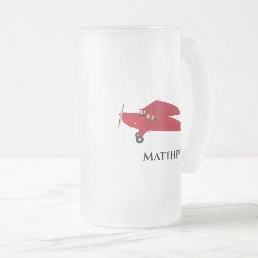 Mattierte Tasse aus Vintagem Rotem Flugzeug (VorderseiteRechts)