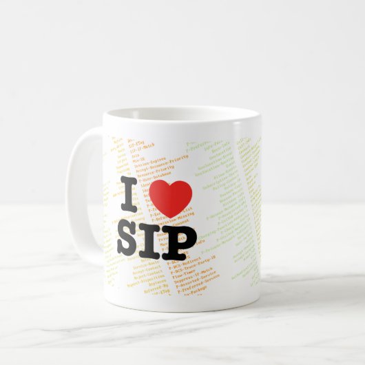 Mattierte Tasse ECG "ich Herz SIP" (Vorderseite Links)