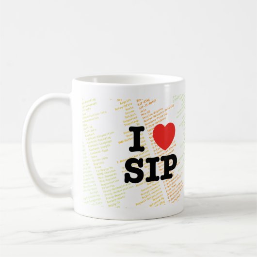 Mattierte Tasse ECG "ich Herz SIP" (Links)