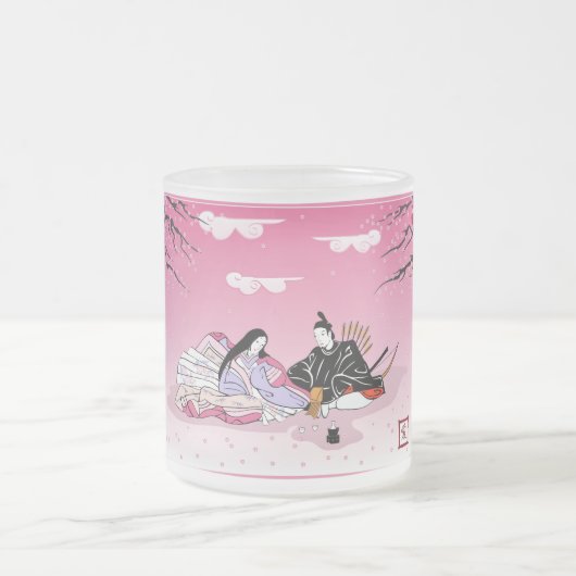 Mattierte Tasse "Kirschblüte-Liebe " (Mittel)