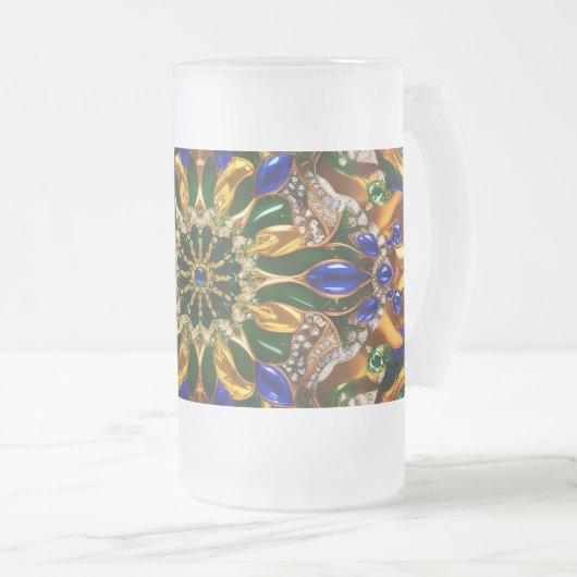 Mattierte Tasse mit brasilianischer Farbgestaltung (VorderseiteRechts)