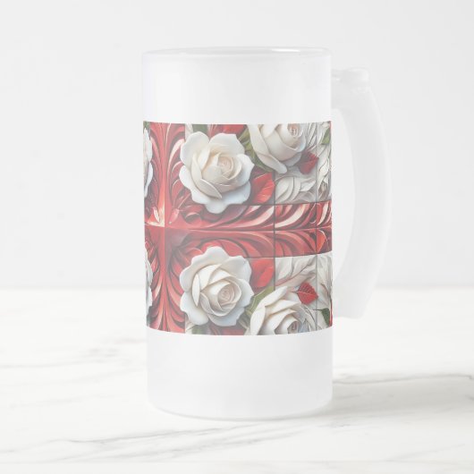 Mattierte Tasse mit englischer Rose (VorderseiteRechts)