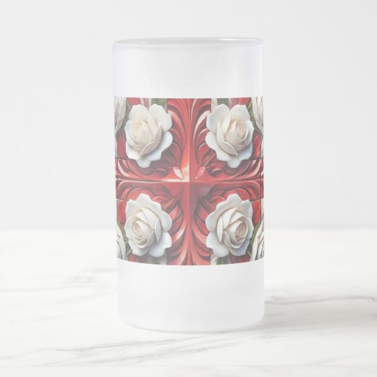 Mattierte Tasse mit englischer Rose (Mittel)