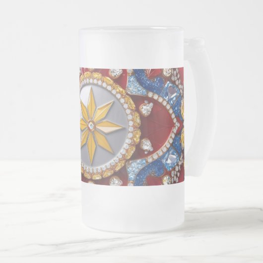 Mattierte Tasse mit kolumbianischer Farbgestaltung (VorderseiteRechts)