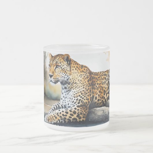 Mattierte Tasse mit Lounging Leopard (Mittel)
