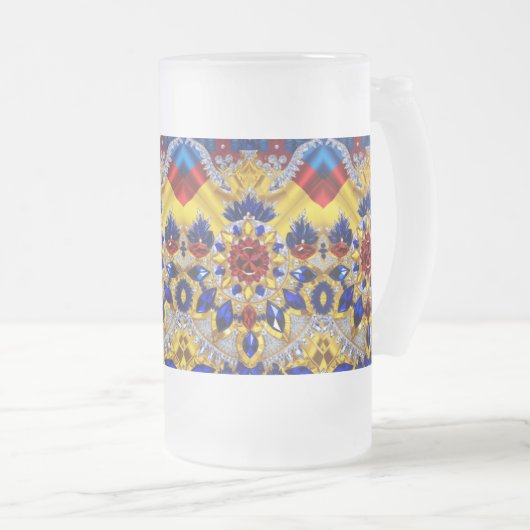 Mattierte Tasse mit rumänischer Farbgestaltung (VorderseiteRechts)