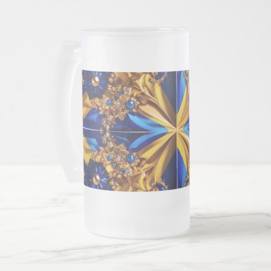 Mattierte Tasse mit schwedischer Farbgestaltung (Vorderseite Links)