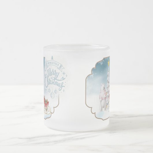 Mattierte Tasse Polar Bear und Sleigh (Mittel)